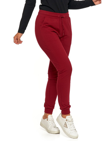 Spodnie damskie - Damskie spodnie dresowe z elastycznym ściągaczem bawełniane CZERWONY - produkt 10