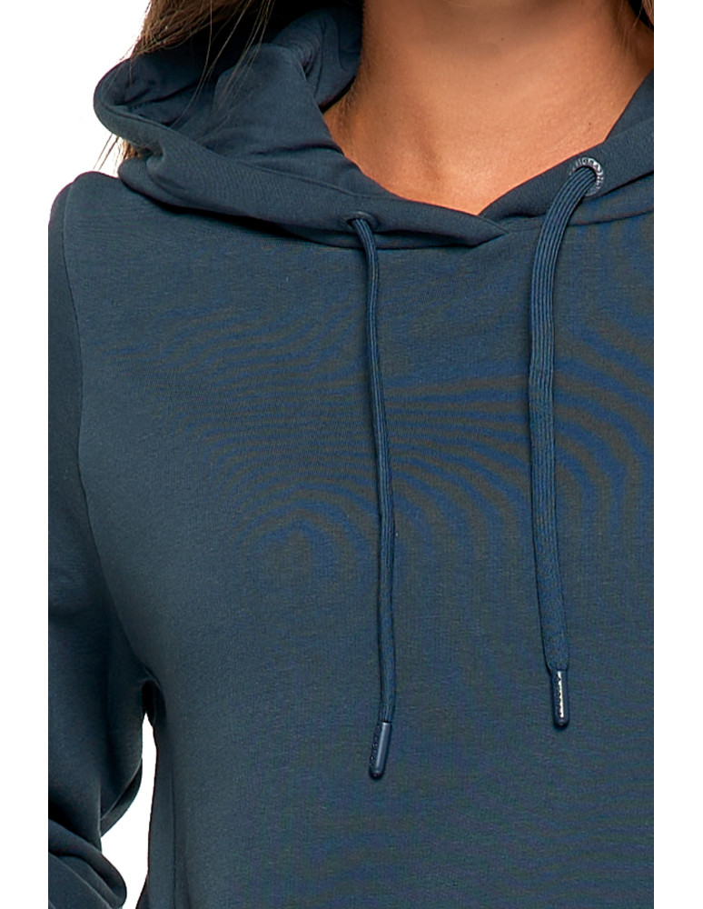 Bluzy damskie - Bluza damska dresowa ocieplana z kapturem GRANATOWY - produkt moraj.pl 3