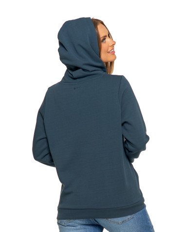 Bluzy damskie - Bluza damska dresowa ocieplana z kapturem GRANATOWY - produkt 6