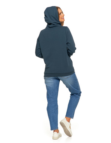 Bluzy damskie - Bluza damska dresowa ocieplana z kapturem GRANATOWY - produkt 8