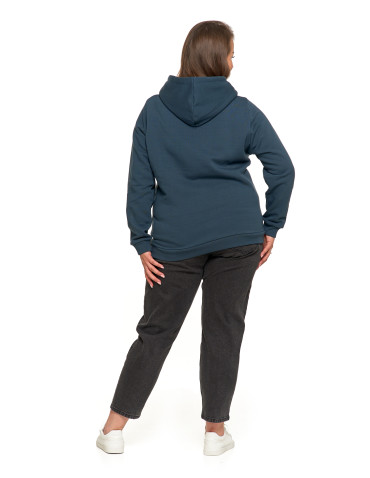 Bluzy damskie - Bluza damska dresowa ocieplana z kapturem GRANATOWY - produkt 15