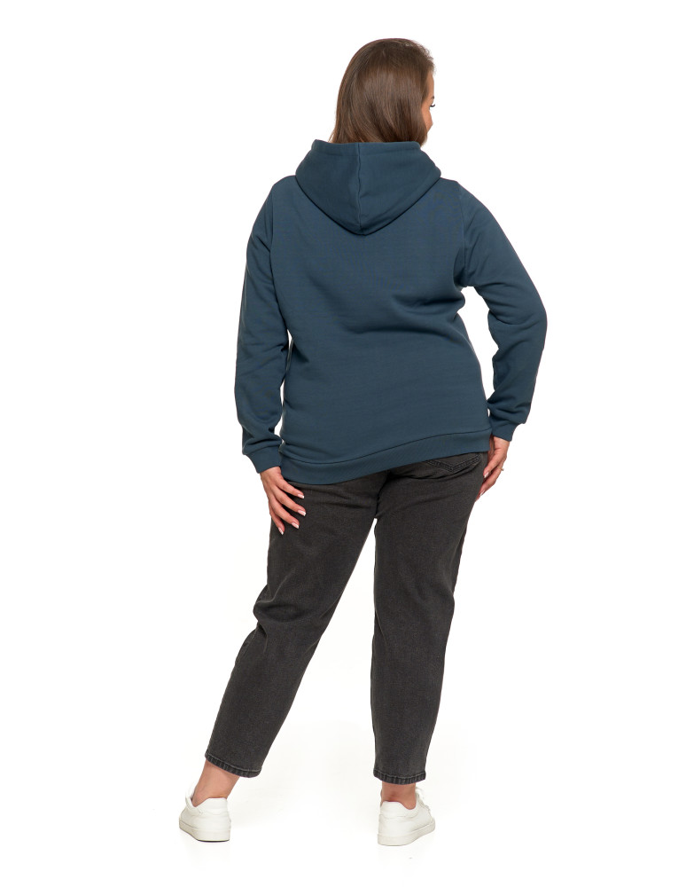 Bluzy damskie - Bluza damska dresowa ocieplana z kapturem GRANATOWY - produkt moraj.pl 15