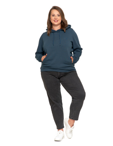 Bluzy damskie - Bluza damska dresowa ocieplana z kapturem GRANATOWY - produkt 14