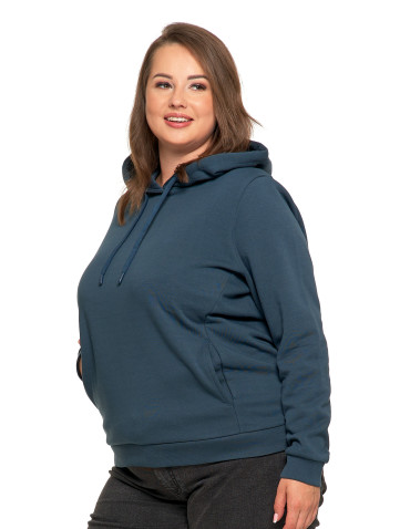Bluzy damskie - Bluza damska dresowa ocieplana z kapturem GRANATOWY - produkt 11