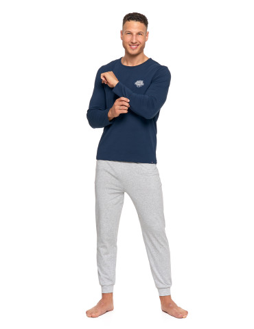 Męska piżama z długim rękawem i ściągaczami