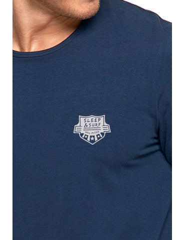 Piżamy z długim rękawem - Męska piżama z długim rękawem i ściągaczami GRANATOWY - produkt 3