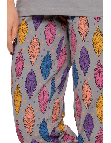 Długi rękaw - Piżama damska dwuczęściowa Plus Size w motyw łapacza snów SZARY - produkt 4