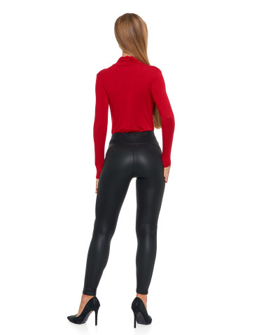 Legginsy damskie z wysokim stanem imitujące skórę  - produkt 2