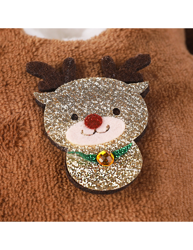 Kapcie i bambosze - Świąteczne kapcie wsuwane z futerkiem i ozdobnym motywem BRĄZOWY  - produkt moraj.pl 2