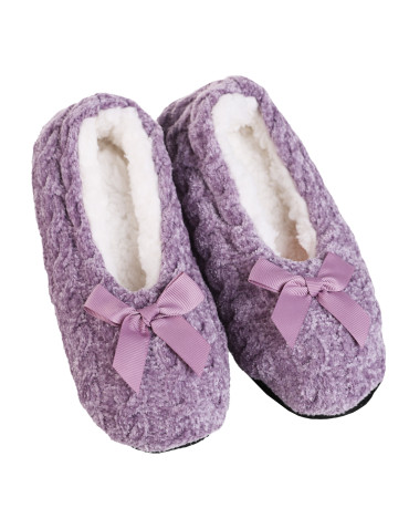 Kapcie i bambosze - Kapcie damskie wsuwane z ociepleniem i ABS FIOLETOWY - produkt 1
