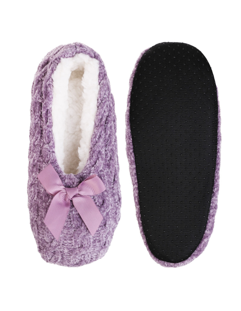 Kapcie i bambosze - Kapcie damskie wsuwane z ociepleniem i ABS FIOLETOWY - produkt moraj.pl 2