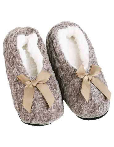 Kapcie damskie wsuwane z ociepleniem i ABS