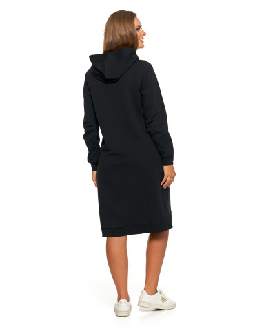 Sukienki i kombinezony - Sukienka dresowa midi z kapturem i bocznymi rozcięciami CZARNY - produkt 2