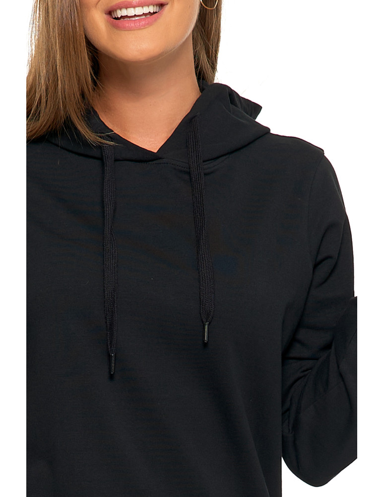 Sukienki i kombinezony - Sukienka dresowa midi z kapturem i bocznymi rozcięciami CZARNY - produkt moraj.pl 3