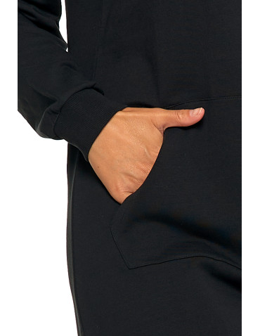 Sukienki i kombinezony - Sukienka dresowa midi z kapturem i bocznymi rozcięciami CZARNY - produkt 4