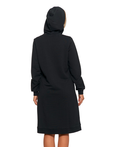 Sukienki i kombinezony - Sukienka dresowa midi z kapturem i bocznymi rozcięciami CZARNY - produkt 5