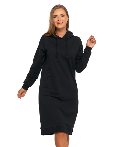Sukienki i kombinezony - Sukienka dresowa midi z kapturem i bocznymi rozcięciami CZARNY - produkt 6