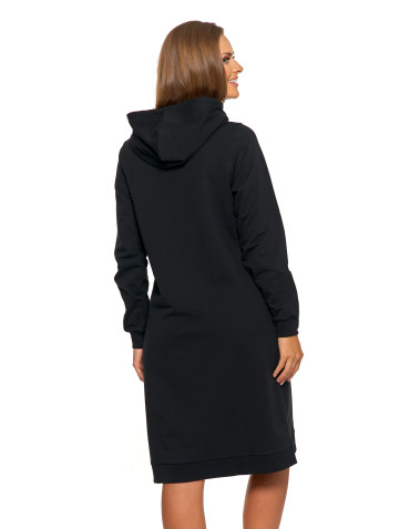 Sukienki i kombinezony - Sukienka dresowa midi z kapturem i bocznymi rozcięciami CZARNY - produkt 9