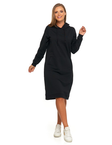 Sukienki i kombinezony - Sukienka dresowa midi z kapturem i bocznymi rozcięciami CZARNY - produkt 10