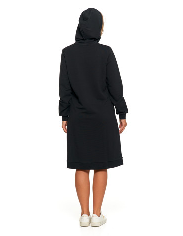 Sukienki i kombinezony - Sukienka dresowa midi z kapturem i bocznymi rozcięciami CZARNY - produkt 12