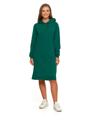 Sukienka dresowa midi z kapturem i bocznymi rozcięciami