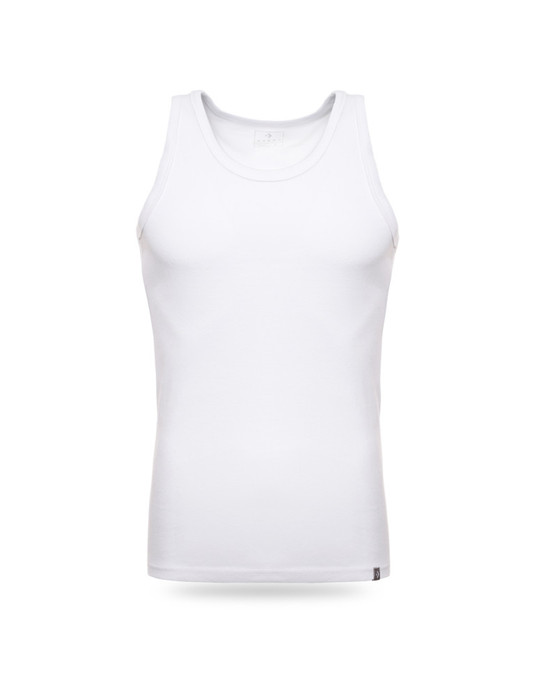 Podkoszulki - Podkoszulka męska bawełniana typu tank top na ramiączkach BIAŁY - produkt moraj.pl 8