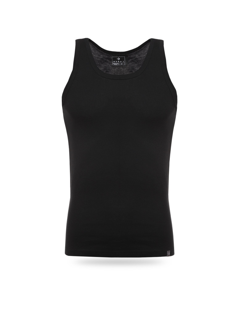 Podkoszulki - Podkoszulka męska bawełniana typu tank top na ramiączkach CZARNY - produkt moraj.pl 6