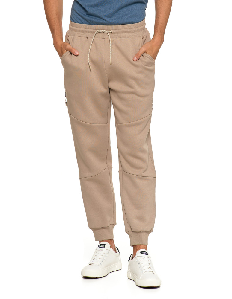 Spodnie dresowe męskie ocieplane joggery BEŻOWY