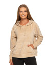 Damska welurowa bluza z kapturem BEŻOWY