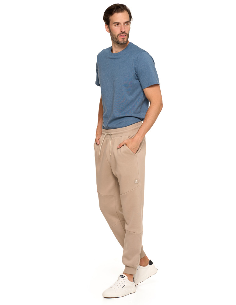 Spodnie męskie - Spodnie dresowe męskie ocieplane joggery BEŻOWY - produkt moraj.pl 2