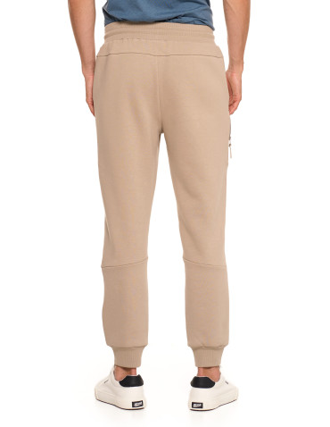 Spodnie męskie - Spodnie dresowe męskie ocieplane joggery BEŻOWY - produkt 3