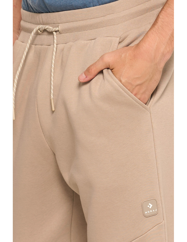 Spodnie męskie - Spodnie dresowe męskie ocieplane joggery BEŻOWY - produkt moraj.pl 4