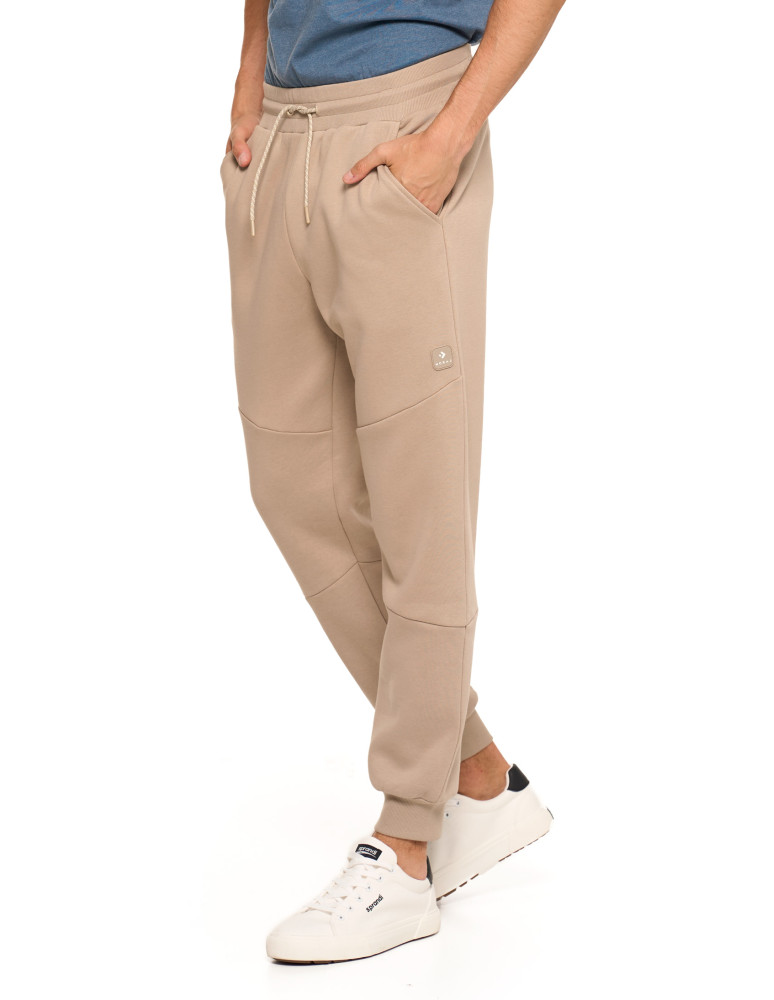 Spodnie męskie - Spodnie dresowe męskie ocieplane joggery BEŻOWY - produkt moraj.pl 6