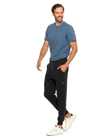 Spodnie męskie - Spodnie dresowe męskie ocieplane joggery CZARNY - produkt 2