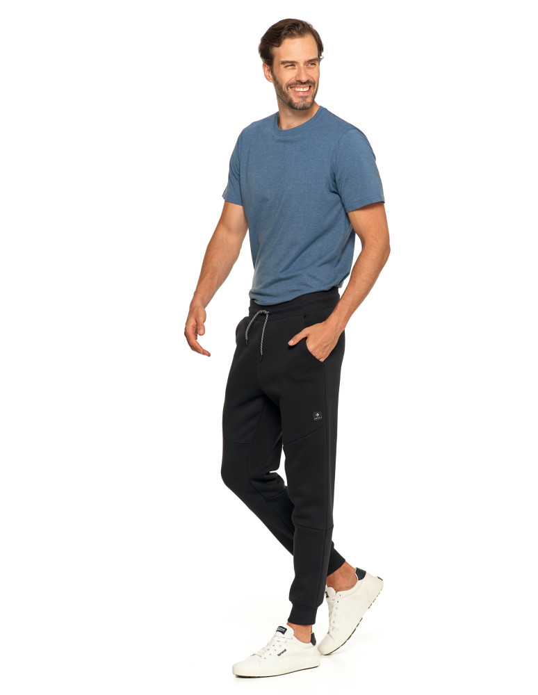 Spodnie męskie - Spodnie dresowe męskie ocieplane joggery CZARNY  - produkt moraj.pl 2