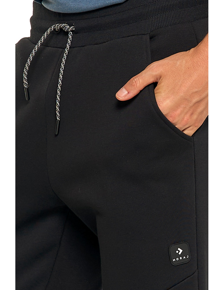 Spodnie męskie - Spodnie dresowe męskie ocieplane joggery CZARNY  - produkt moraj.pl 4