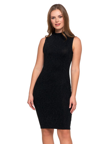 Koktajlowa sukienka damska midi z połyskiem bez rękawów