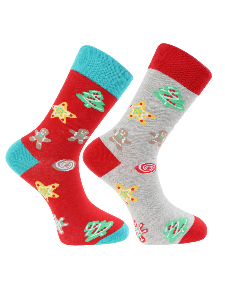 Długie skarpety męskie w świąteczne ciasteczka 2-pak WIELOKOLOROWY
