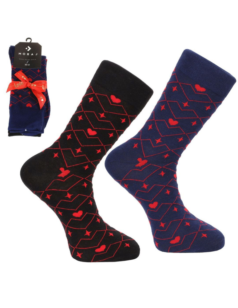 Walentynkowe skarpety męskie długie bawełniane 2-pak WIELOKOLOROWY