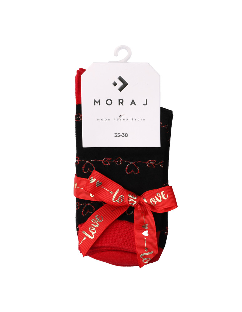 Skarpetki długie - Damskie skarpetki walentynkowe błyszczące serca 2-pak WIELOKOLOROWY - produkt moraj.pl 3