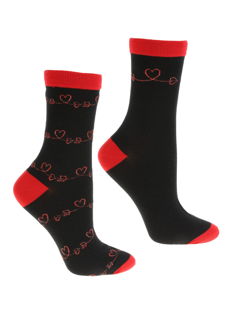 Skarpetki długie - Damskie skarpetki walentynkowe błyszczące serca 2-pak WIELOKOLOROWY - produkt moraj.pl 4