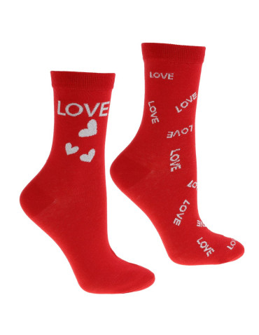 Damskie skarpetki walentynkowe napis Love błyszczące 2-pak