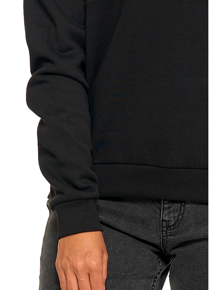 Bluzy damskie - Damska bluza z kapturem ocieplana z motywem graficznym CZARNY - produkt moraj.pl 4