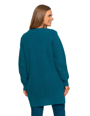 Swetry i kardigany - Damski dzianinowy kardigan z kieszeniami NIEBIESKI - produkt 2