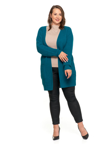 Swetry i kardigany - Damski dzianinowy kardigan z kieszeniami NIEBIESKI - produkt 14