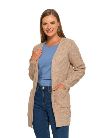 Damski dzianinowy kardigan z kieszeniami