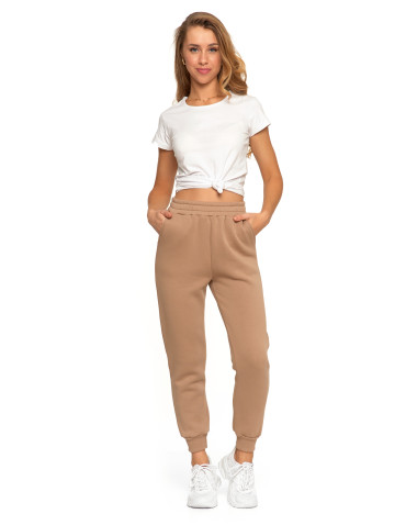 Damskie spodnie dresowe wysoki stan ocieplane z kieszeniami