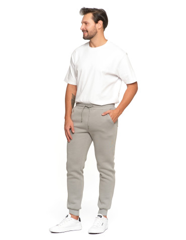 Spodnie męskie - Męskie spodnie dresowe joggery ocieplane z kieszeniami SZARY - produkt 3