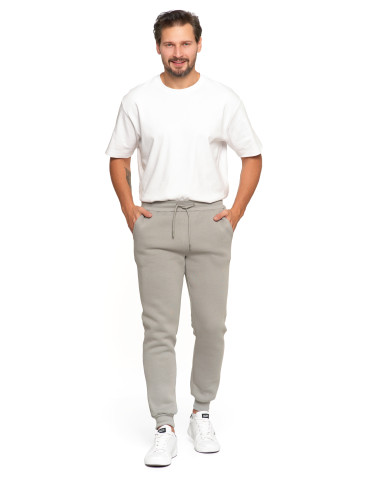 Spodnie męskie - Męskie spodnie dresowe joggery ocieplane z kieszeniami SZARY - produkt 4