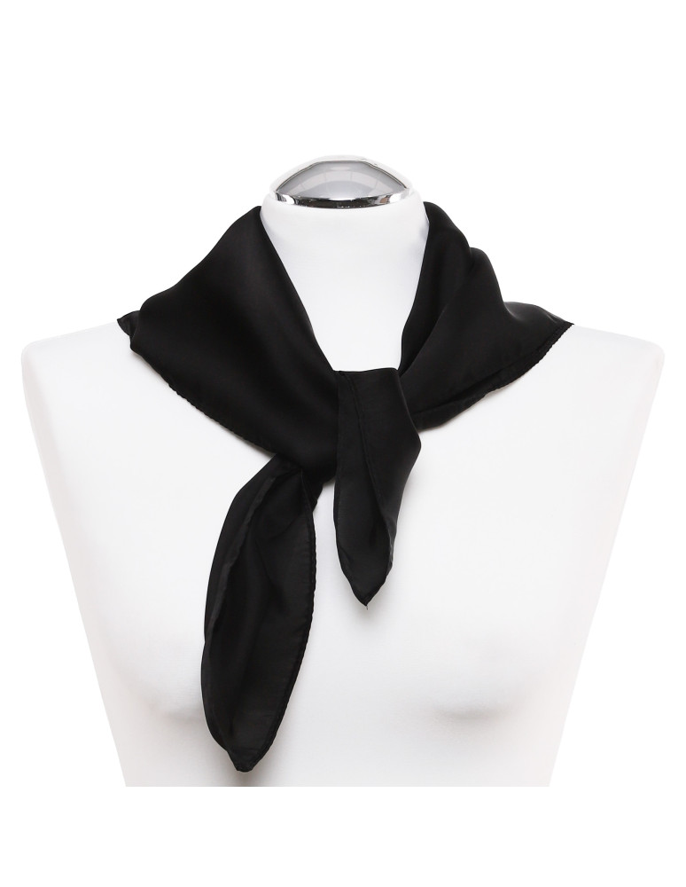 Szale i chusty - Damska apaszka satynowa gładka CZARNY - produkt moraj.pl 2